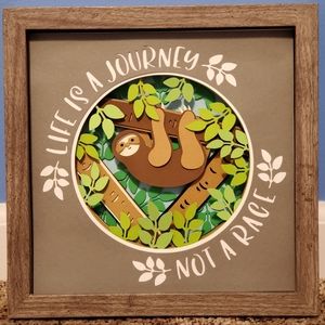Handmade 3d Sloth Shadow Box 9" x 9"